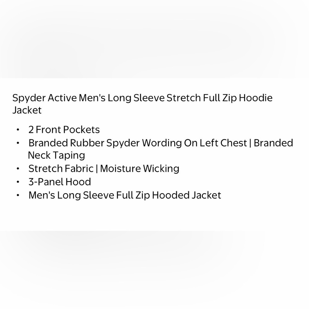Spyder Active Men's Long Sleeve Stretch Full Zip Hoodie Jacket Black Size L New - Picture 13 of 13